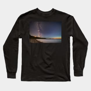 Milky Way and Moonset over Rhossili Bay Long Sleeve T-Shirt